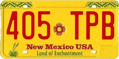 NM license plate 405TPB