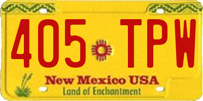 NM license plate 405TPW