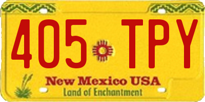 NM license plate 405TPY