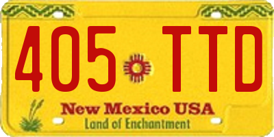 NM license plate 405TTD