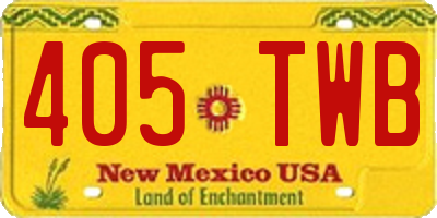NM license plate 405TWB