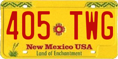 NM license plate 405TWG