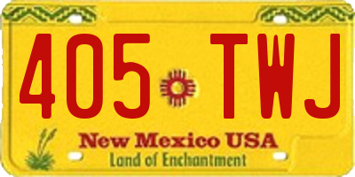 NM license plate 405TWJ