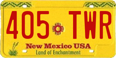 NM license plate 405TWR
