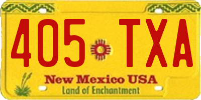 NM license plate 405TXA