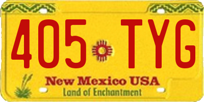 NM license plate 405TYG