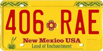 NM license plate 406RAE