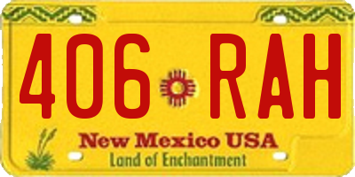 NM license plate 406RAH