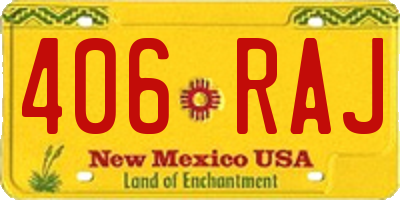 NM license plate 406RAJ