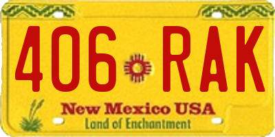 NM license plate 406RAK