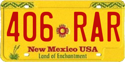 NM license plate 406RAR