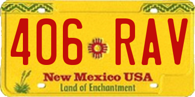 NM license plate 406RAV