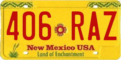 NM license plate 406RAZ