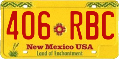 NM license plate 406RBC