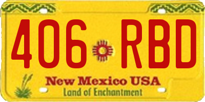 NM license plate 406RBD
