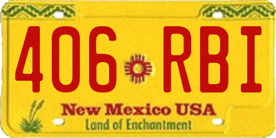 NM license plate 406RBI