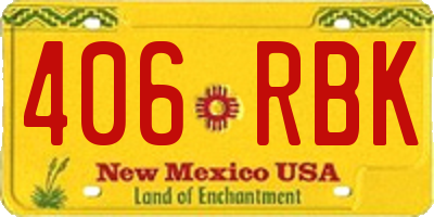 NM license plate 406RBK