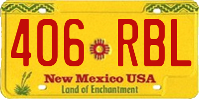 NM license plate 406RBL