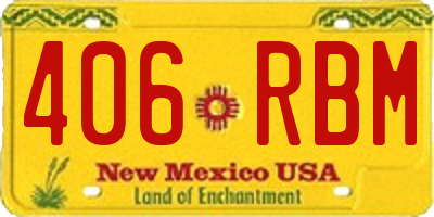NM license plate 406RBM