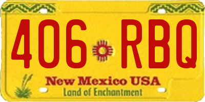 NM license plate 406RBQ