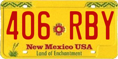 NM license plate 406RBY
