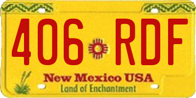 NM license plate 406RDF