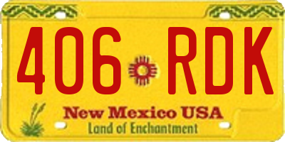 NM license plate 406RDK