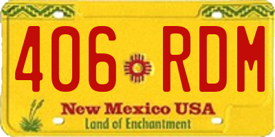 NM license plate 406RDM