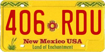 NM license plate 406RDU