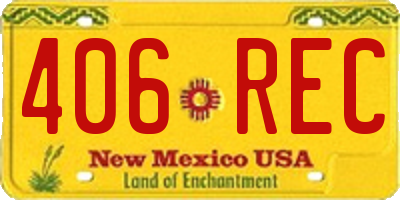 NM license plate 406REC