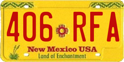 NM license plate 406RFA
