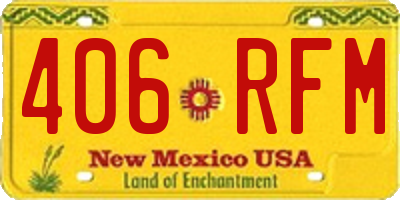 NM license plate 406RFM