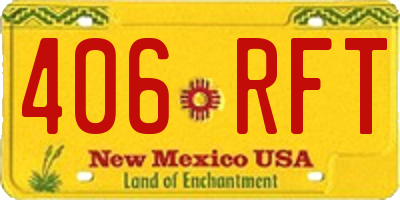 NM license plate 406RFT