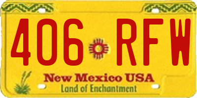 NM license plate 406RFW