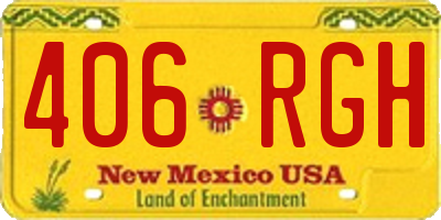 NM license plate 406RGH