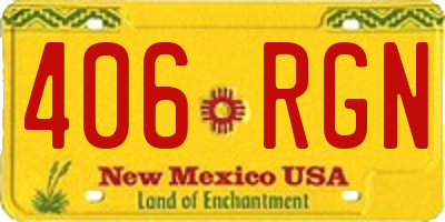 NM license plate 406RGN