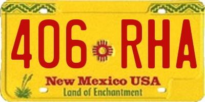 NM license plate 406RHA