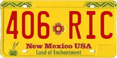 NM license plate 406RIC