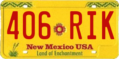 NM license plate 406RIK