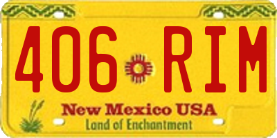 NM license plate 406RIM