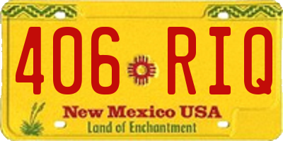 NM license plate 406RIQ
