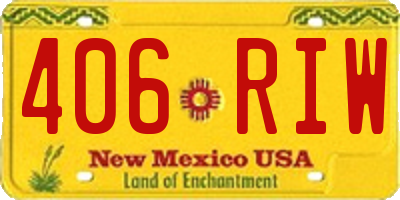 NM license plate 406RIW