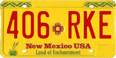 NM license plate 406RKE