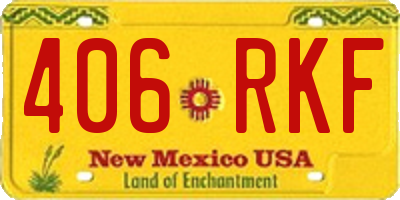 NM license plate 406RKF