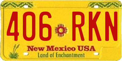 NM license plate 406RKN