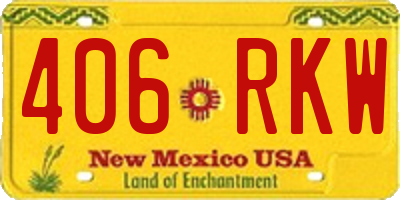 NM license plate 406RKW