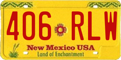 NM license plate 406RLW
