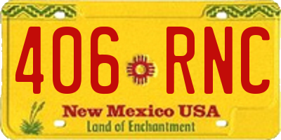 NM license plate 406RNC