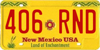 NM license plate 406RND