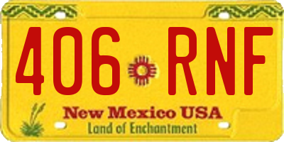 NM license plate 406RNF
